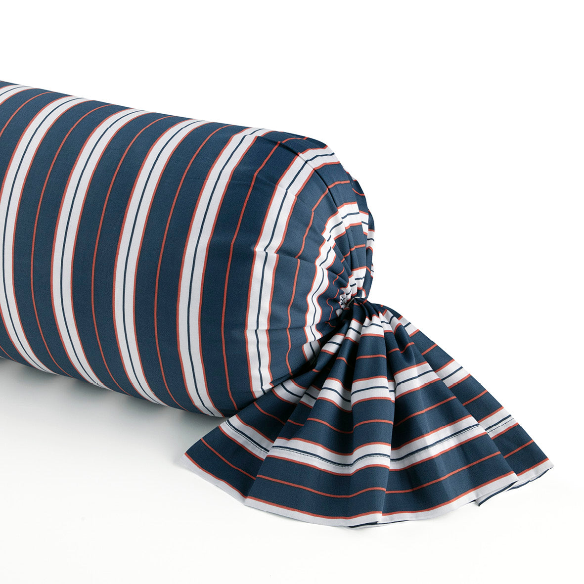 Bolster case cotton satin - Ligne atlantique Blue / White 43 x 210 cm