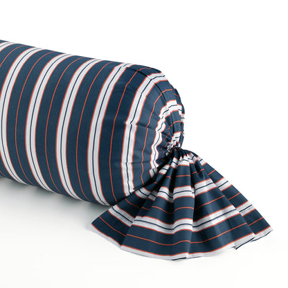 Bolster case cotton satin - Ligne atlantique Blue / White 43 x 210 cm