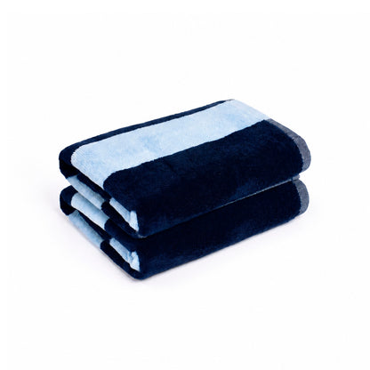 Plush 2 hand towels - 100% cotton velvet - Sillage - blue Blue