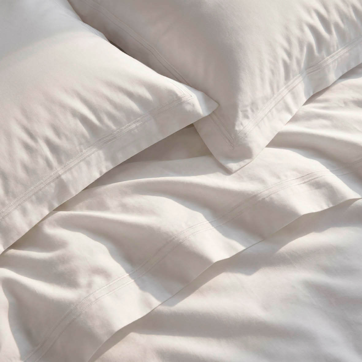Duvet cover and pillowcase(s) set - 100% cotton sateen TC200 - Megève - white / white