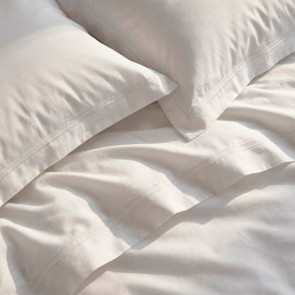 Duvet cover and pillowcase(s) set - 100% cotton sateen TC200 - Megève - white / white