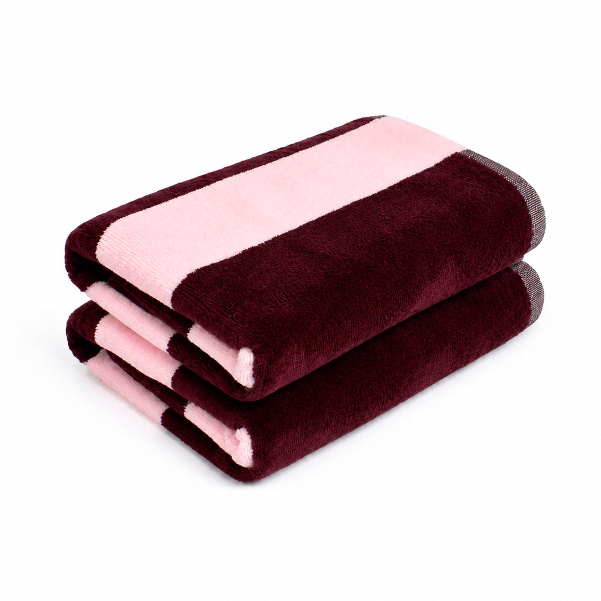 Plush 2 hand towels - 100% cotton velvet - Sillage - blue Burgundy Pink