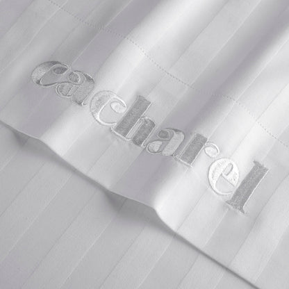 Flat sheet - 100% cotton sateen TC200 - Woven stripe - white