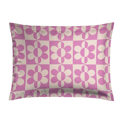 2 pillowcases - 100% cotton sateen TC200 - Pop flower - off-white / pink / pink 2 x (50 x 70 cm)