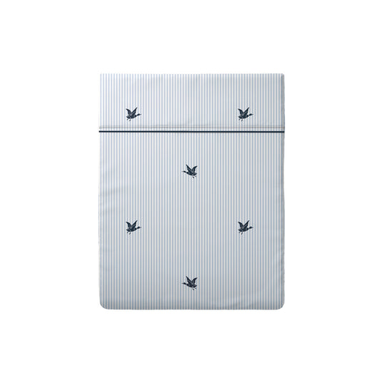 Flat sheet cotton satin - Canards rayés Blue