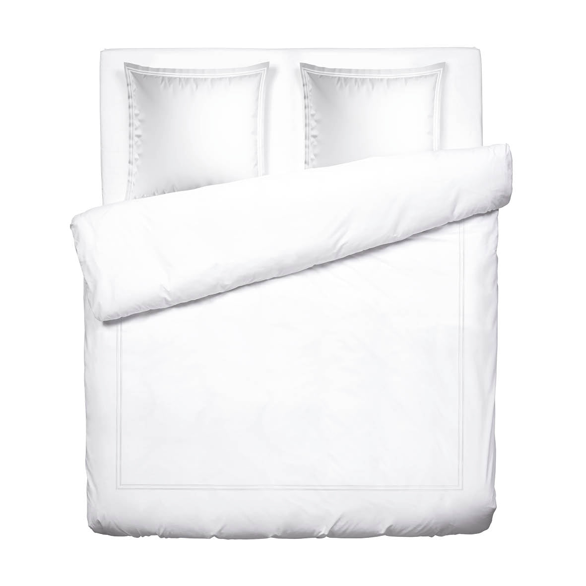 2 pillowcases - 100% cotton sateen TC200 - Megève - taupe / white 2 x (63 x 63 cm)