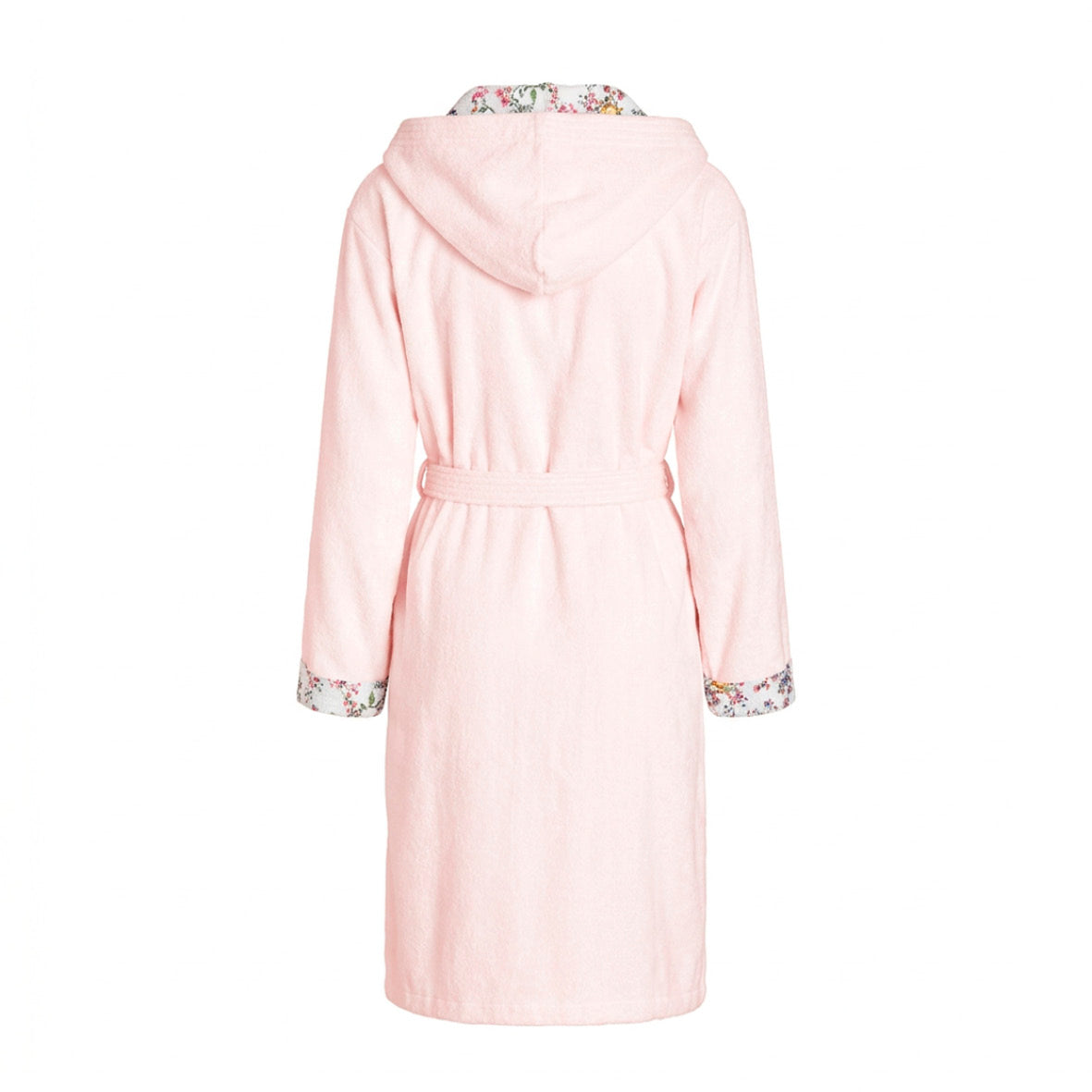 Cosy hooded bathrobe - 100% cotton velvet 320 gsm - Jardin Secret - salmon pink