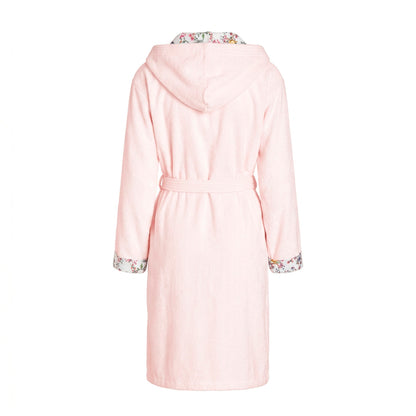 Cosy hooded bathrobe - 100% cotton velvet 320 gsm - Jardin Secret - salmon pink