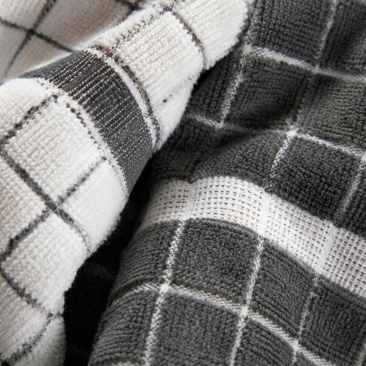 Plush 4 kitchen towels - 100% zero-twist combed cotton - Bistrot - white / black