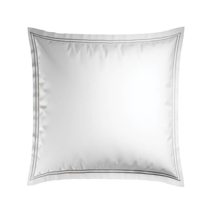 2 pillowcases - 100% cotton sateen TC200 - Megève - grey / white 2 x (63 x 63 cm)