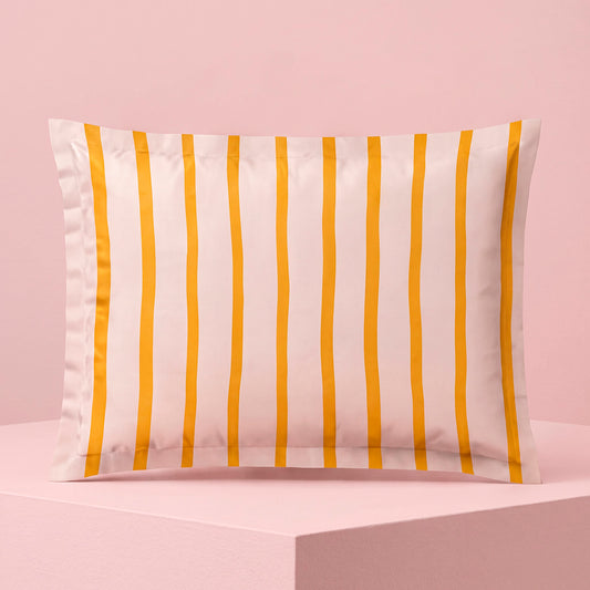 2 pillowcases - 100% cotton sateen TC200 - Sérénité rayée / Chorégraphie sauvage - yellow / multicolor 2 x (50 x 70 cm)