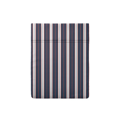 Flat sheet cotton satin - Ligne atlantique Blue / White 240 x 300 cm