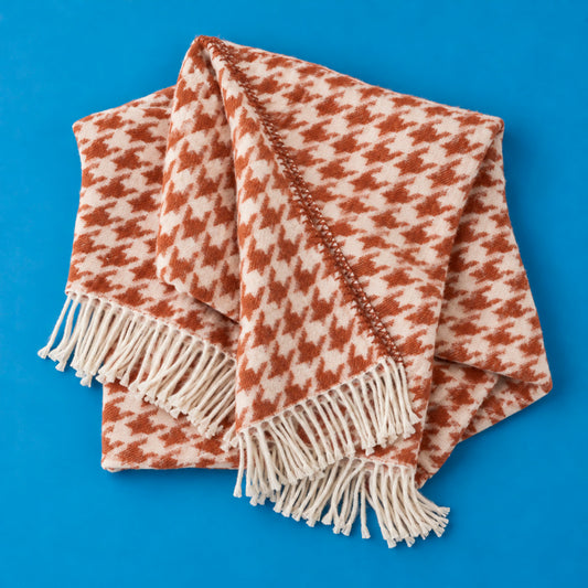 Ultra-soft woven throw - cotton blend - Pied de poule - brown Default Title