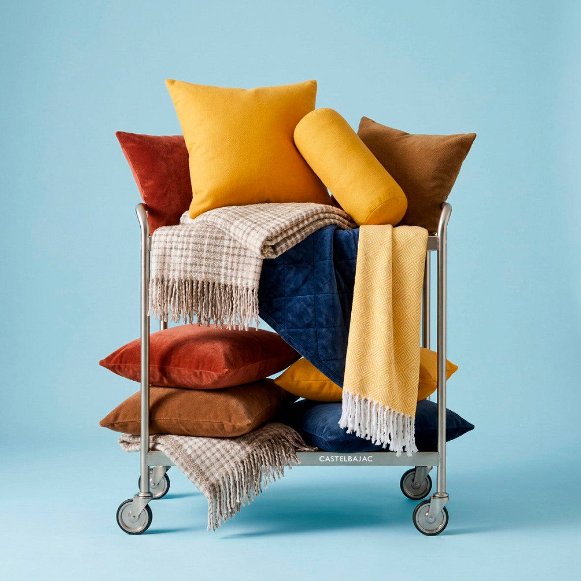 Ultra-soft woven throw - cotton blend - Iris - yellow
