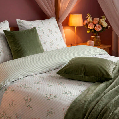 Duvet cover and pillowcase(s) set - 100% cotton sateen TC200 - Brise florale - white