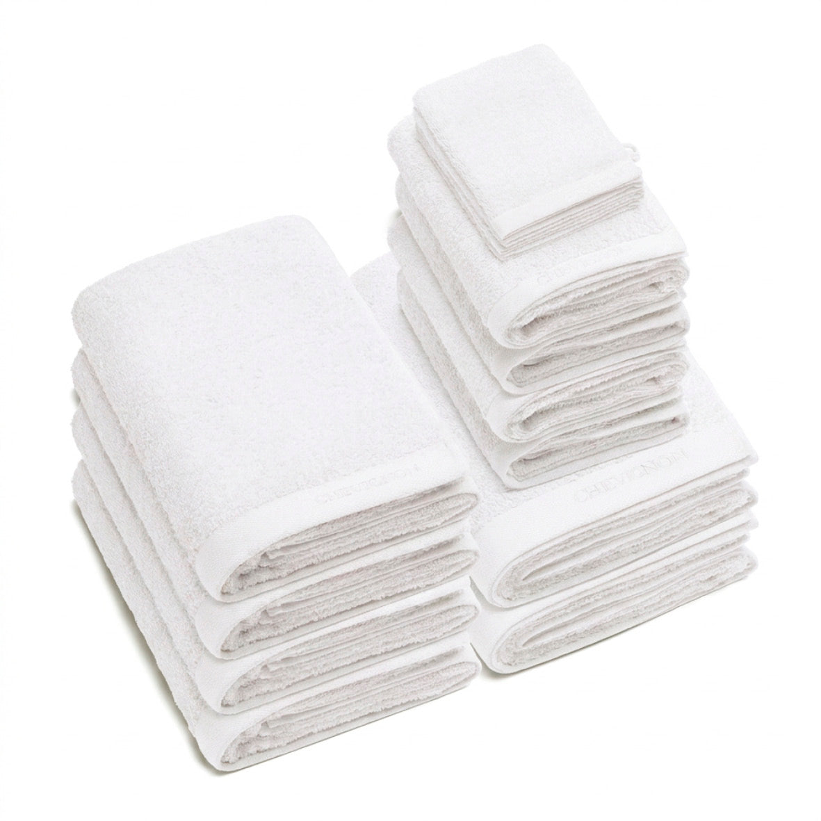 Complete bath linen set combed cotton LT - Lagon - 14 pieces White