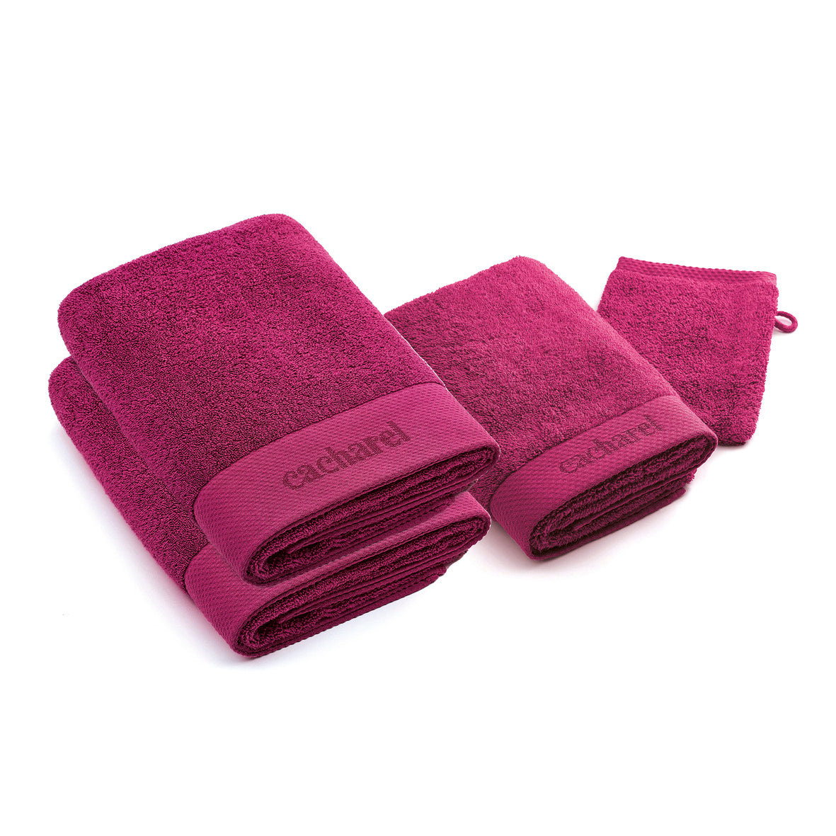 4-piece bath linen set - 100% combed cotton 570 gsm - Brise - fuchsia Fuchsia