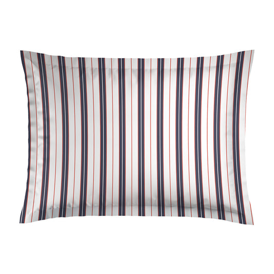 Pillowcase cotton satin - Canards / Ligne atlantique white White / Blue 2 x (50 x 70 cm)