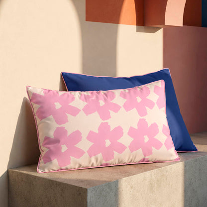 2 pillowcases - 100% cotton sateen TC200 - Pervenche - cobalt blue / pink