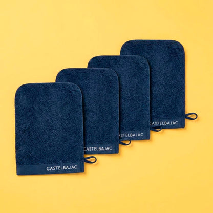 4 plush washcloths - 100% combed cotton 570 gsm - Aube Navy blue 4 x (15 x 21 cm)