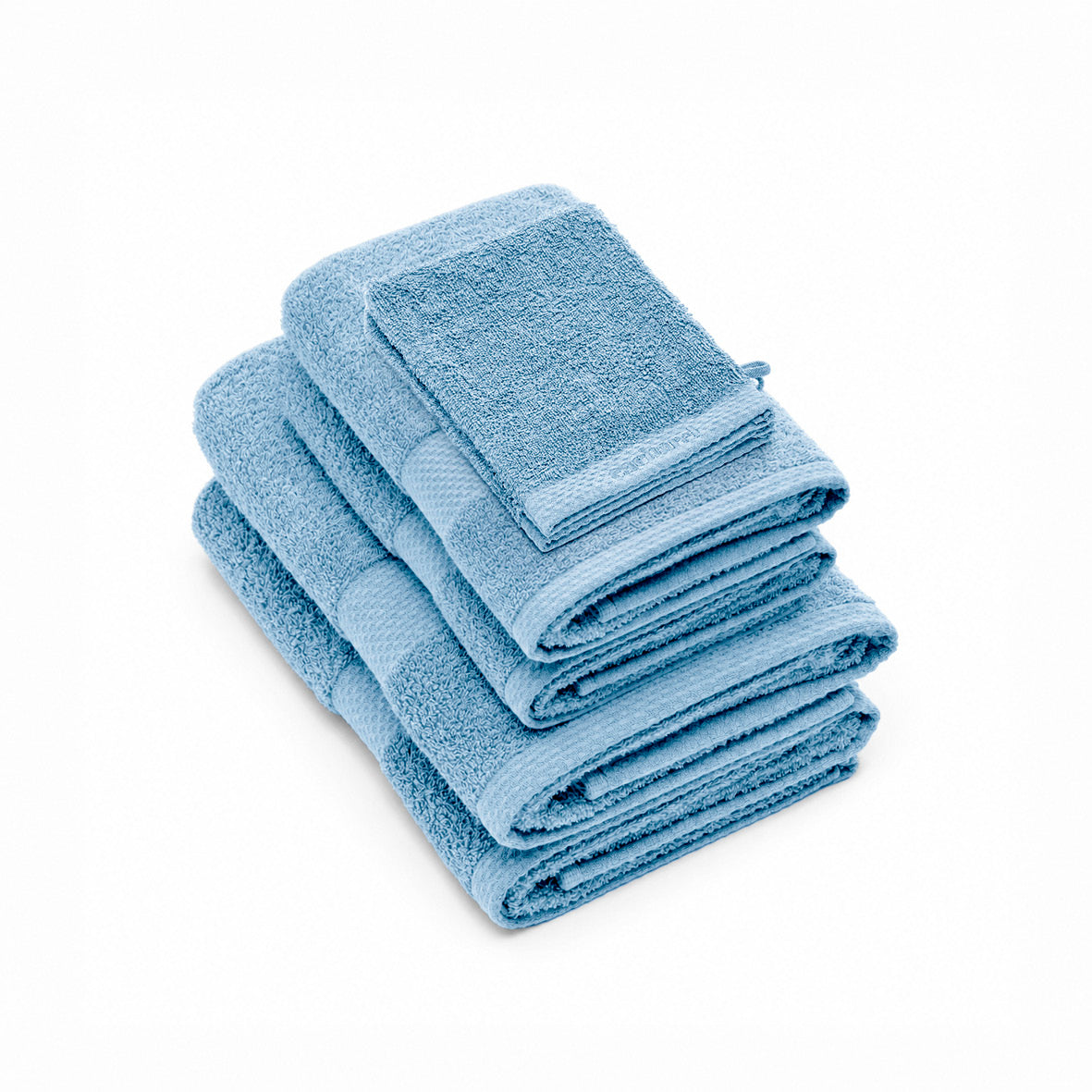 Complete bath linen set combed cotton - Brise Sky blue