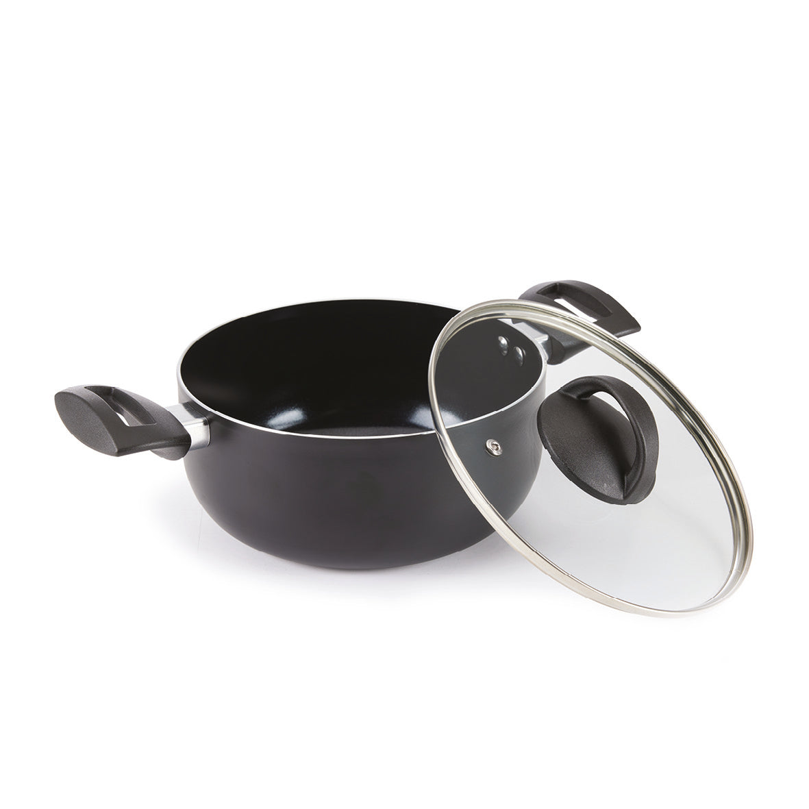 Set of 2 pots with lid Carbone Pro - ultra resistant and non-stick - aluminum - 24 + 28 cm - Black