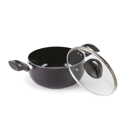 Set of 2 pots with lid Carbone Pro - ultra resistant and non-stick - aluminum - 24 + 28 cm - Black
