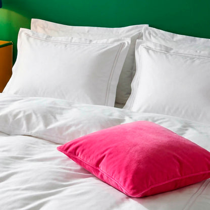 2 pillowcases - 100% cotton sateen TC200 - Megève - white / white