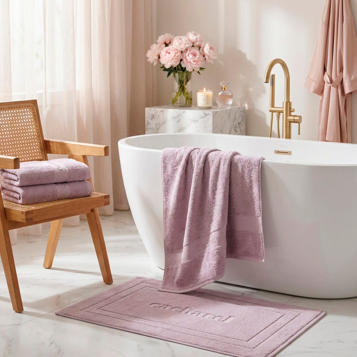 Set of 2 hand towels + 2 bath towels