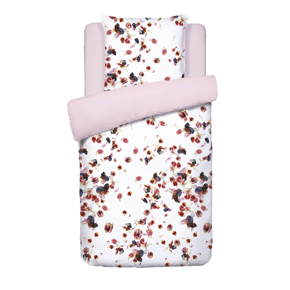Duvet cover - 100% cotton sateen TC200 - Aurore - white / light pink 150 x 200 cm