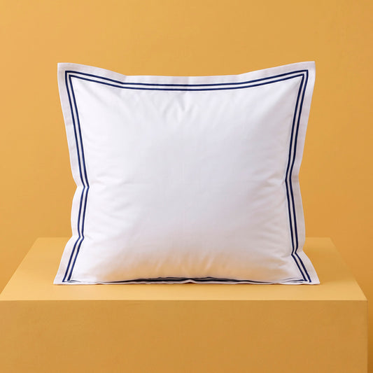 2 pillowcases - 100% cotton sateen TC200 - Megève - dark blue / white 2 x (63 x 63 cm)