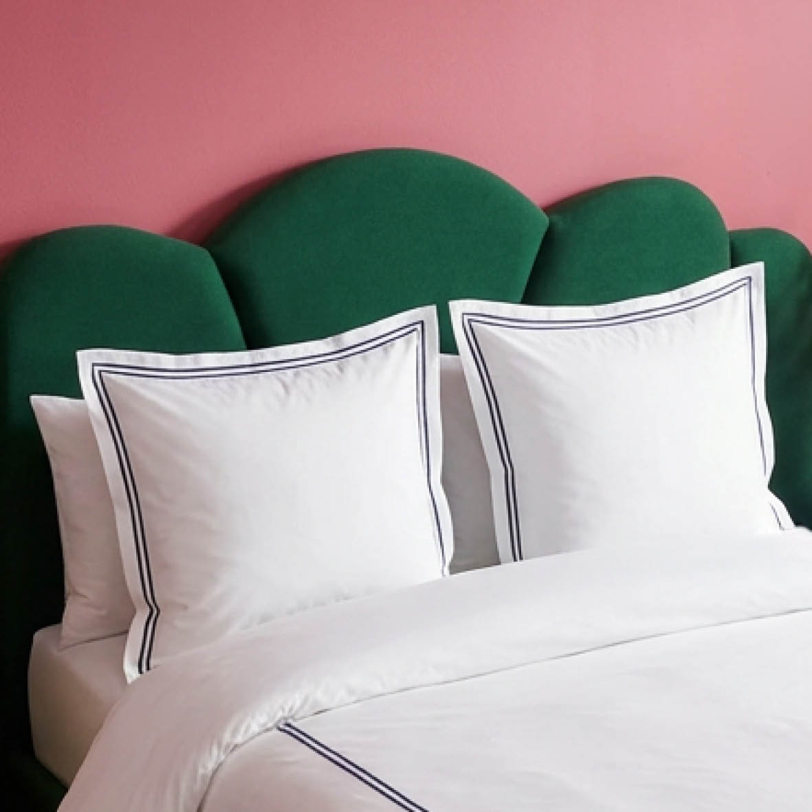 Duvet cover and pillowcase(s) set - 100% cotton sateen TC200 - Megève - dark blue / white