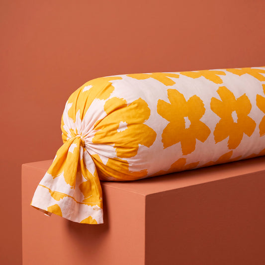 Bolster case - 100% cotton sateen TC200 - Pervenche - yellow 43 x 210 cm