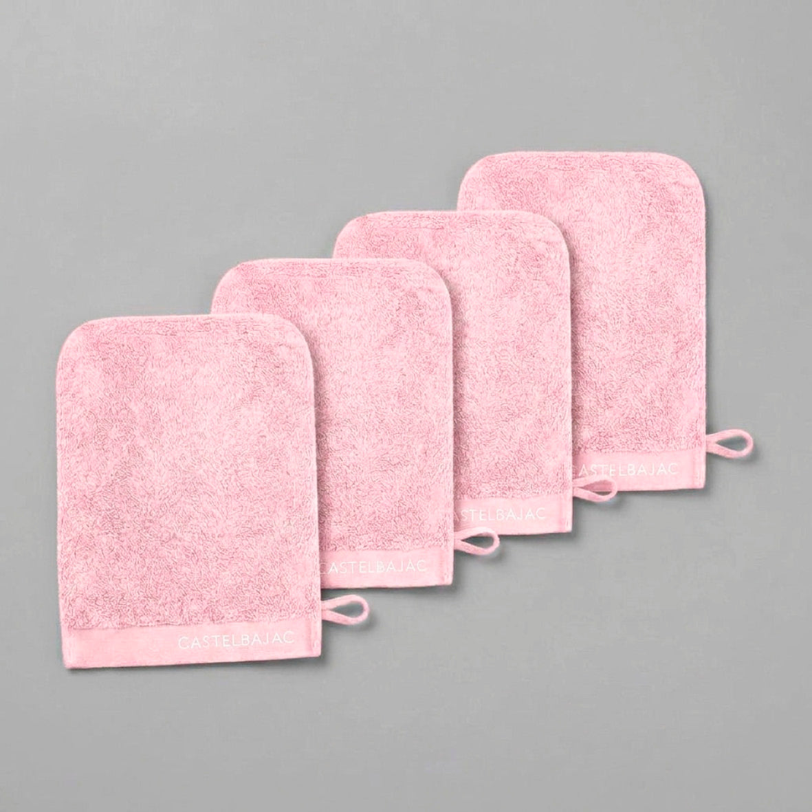 4 plush washcloths - 100% combed cotton 570 gsm - Aube Cotton candy 4 x (15 x 21 cm)