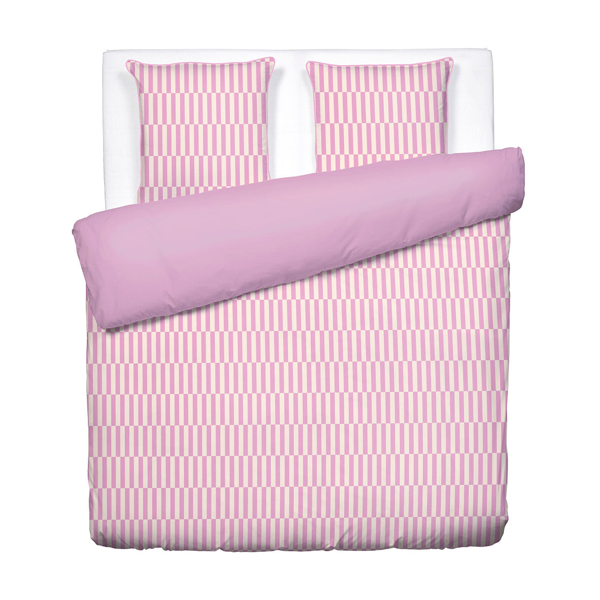 Duvet cover and pillowcase(s) set - 100% cotton sateen TC200 - Trame verticale - pink / bubblegum
