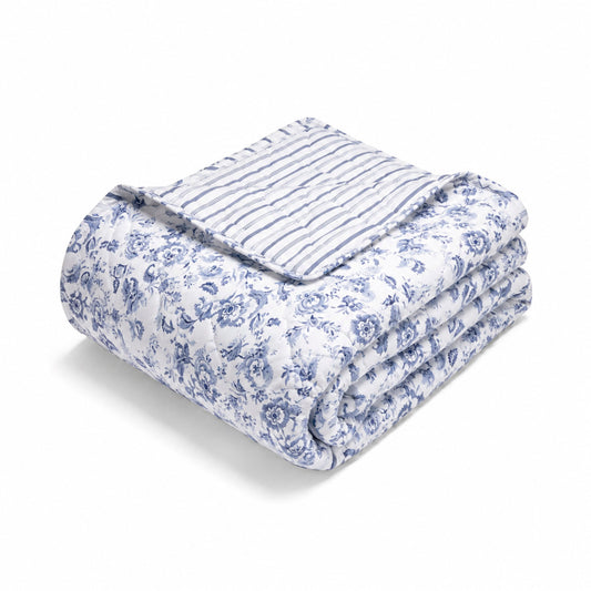 Bedspread cotton satin - Bleu de sèvres White 220 x 250 cm