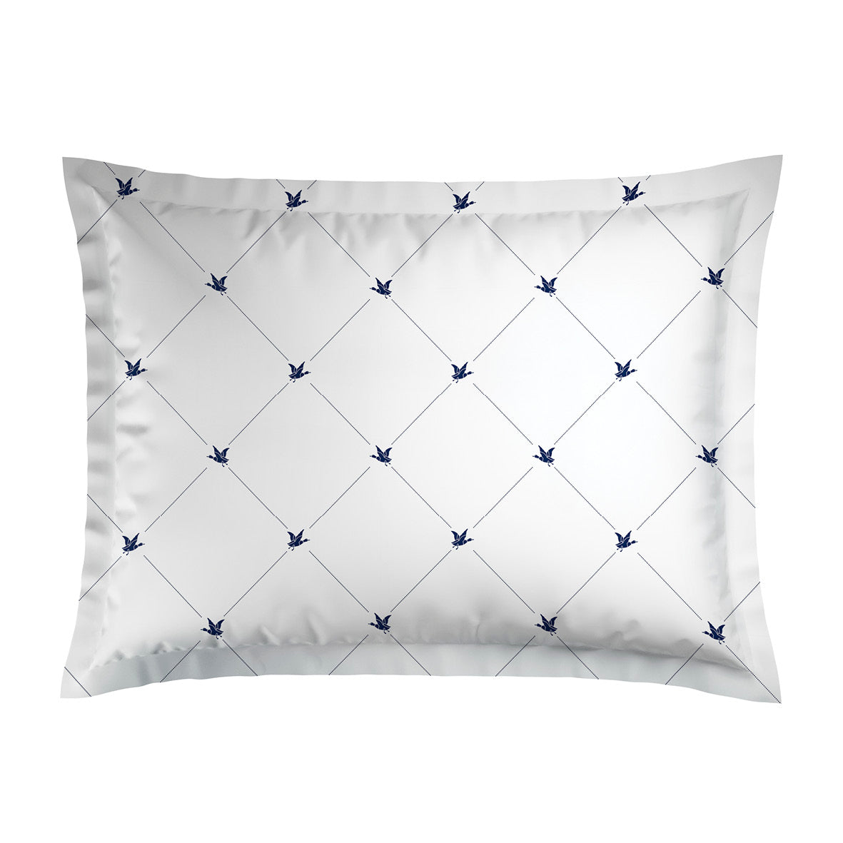 Pillowcase cotton satin - Canards / Ligne atlantique blue White / Blue 2 x (50 x 70 cm)