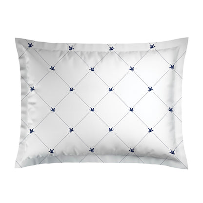 Pillowcase cotton satin - Canards / Ligne atlantique blue White / Blue 2 x (50 x 70 cm)