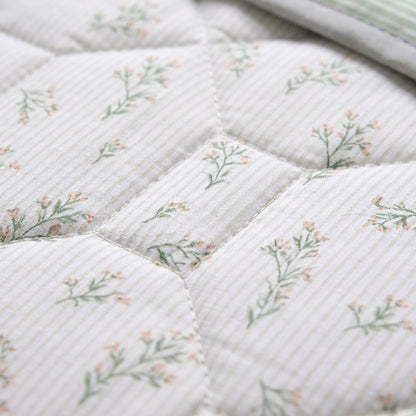 Bedspread - 100% cotton sateen TC200 - Brise florale - white