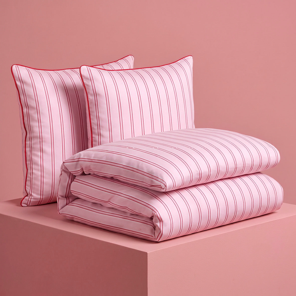 Duvet cover and pillowcase(s) set - 100% cotton sateen TC200 - Silva - pink / red
