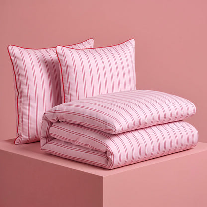 Duvet cover and pillowcase(s) set - 100% cotton sateen TC200 - Silva - pink / red