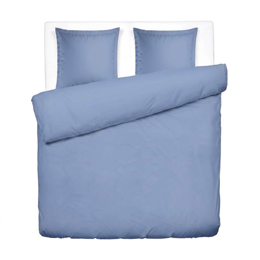 Duvet cover and pillowcase(s) set - 100% cotton sateen TC200 - uni - hydrangea blue