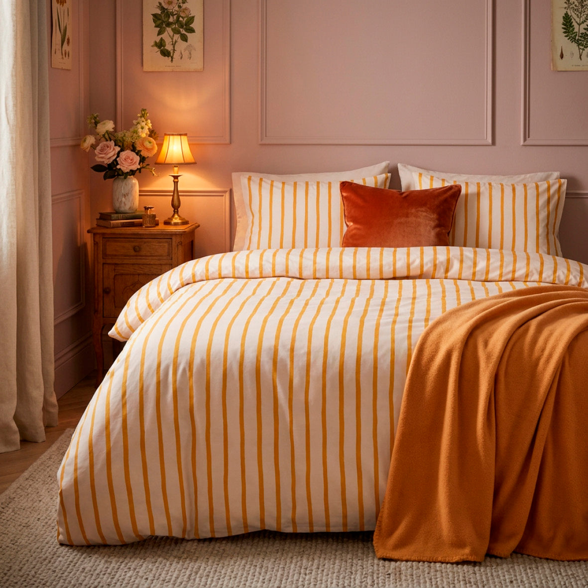 Duvet cover and pillowcase(s) set - 100% cotton sateen TC200 - Linéa - yellow