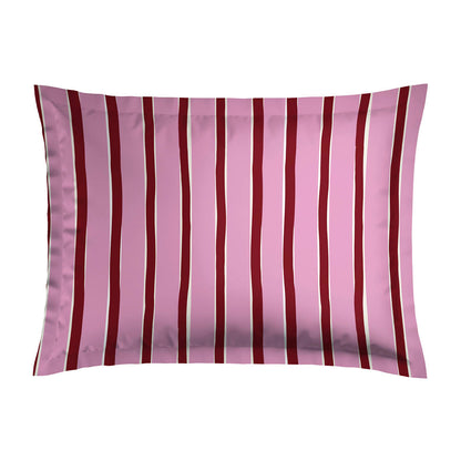 2 pillowcases - 100% cotton sateen TC200 - Rayure en écho / Éclosion carmine - pink / pink / red 2 x (50 x 70 cm)
