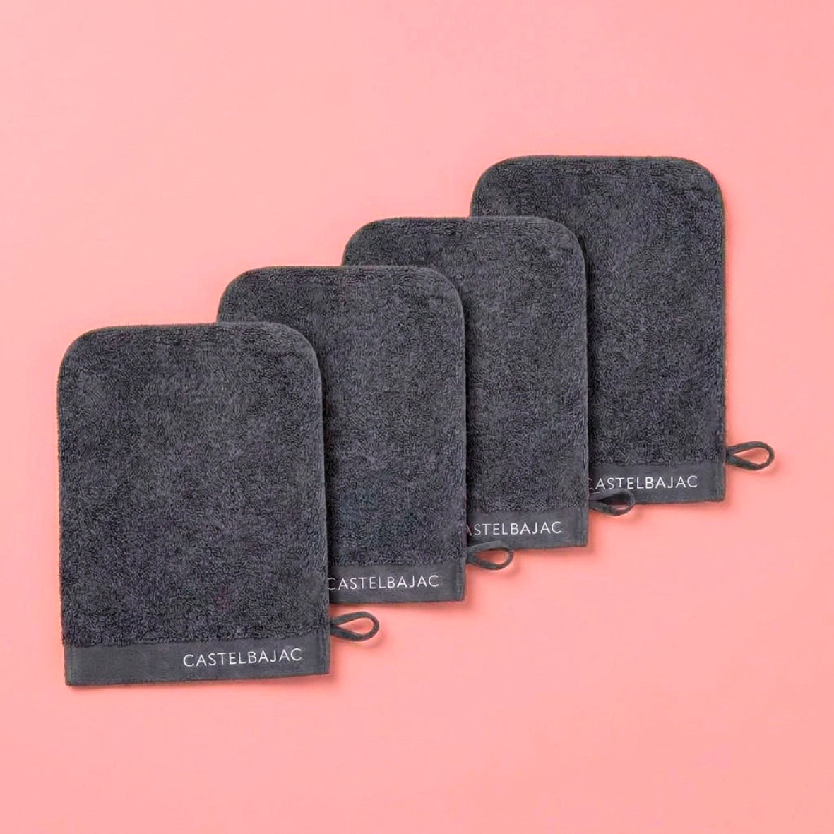 4 plush washcloths - 100% combed cotton 570 gsm - Aube Dark grey 4 x (15 x 21 cm)