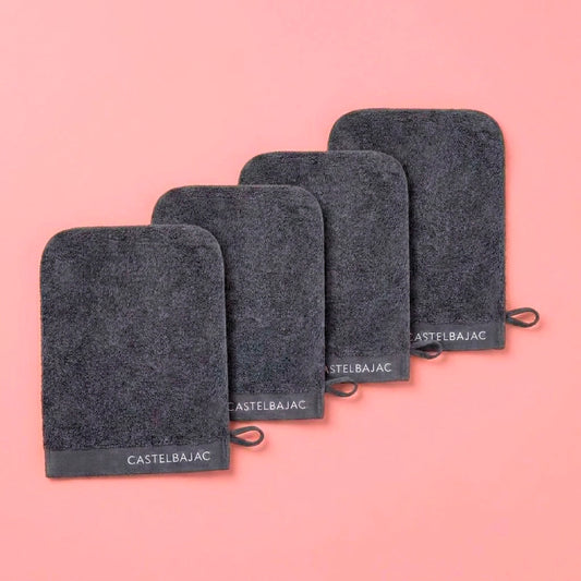 4 plush washcloths - 100% combed cotton 570 gsm - Aube Dark grey 4 x (15 x 21 cm)