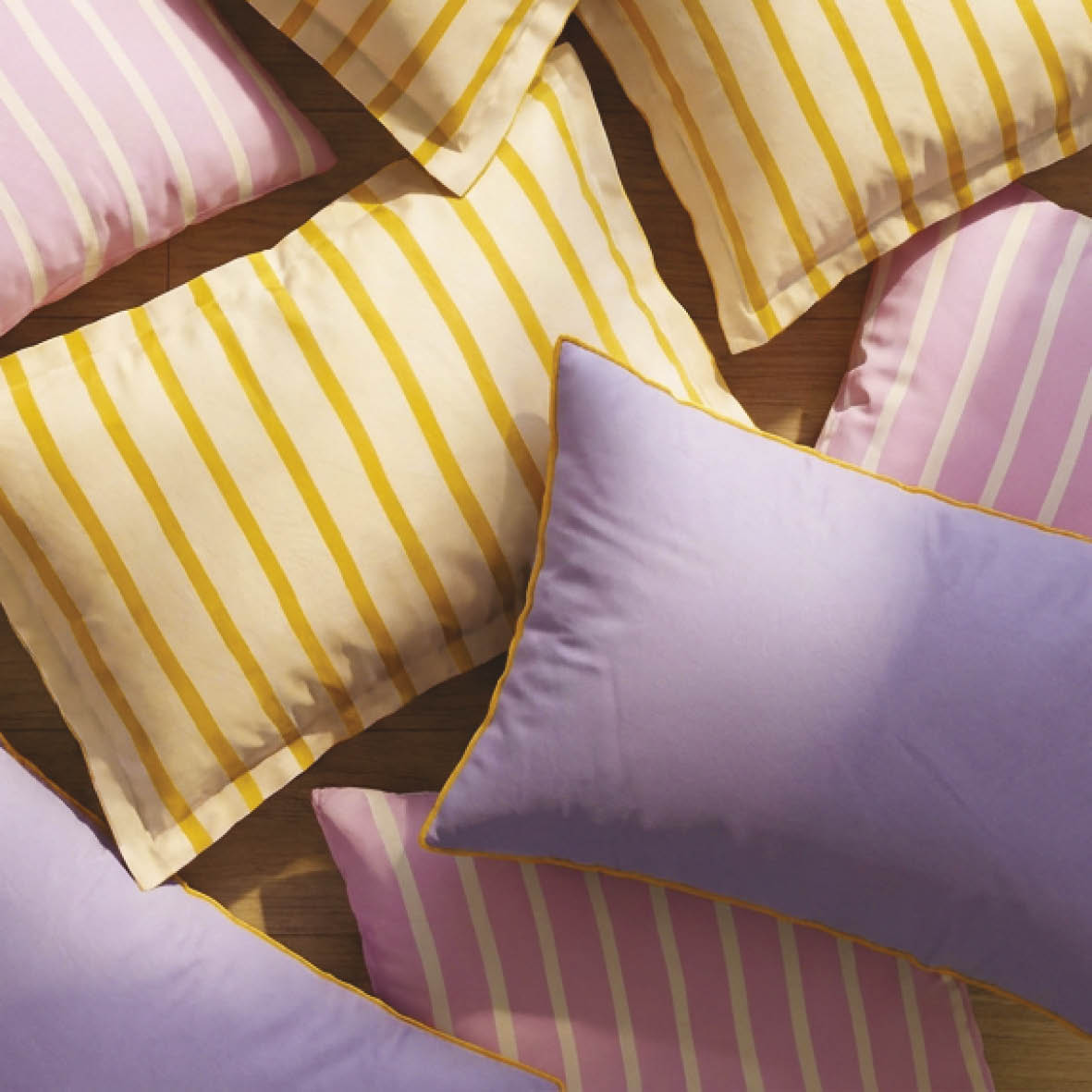 2 pillowcases - 100% cotton sateen TC200 - Sérénité rayée - pink