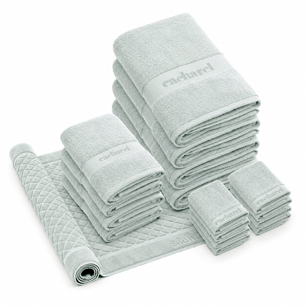 Complete bath linen set combed cotton - Brise Mint