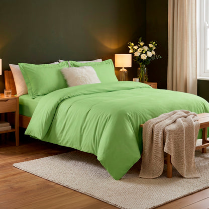 Duvet cover and pillowcase(s) set - 100% cotton sateen TC200 - Uni - nile green