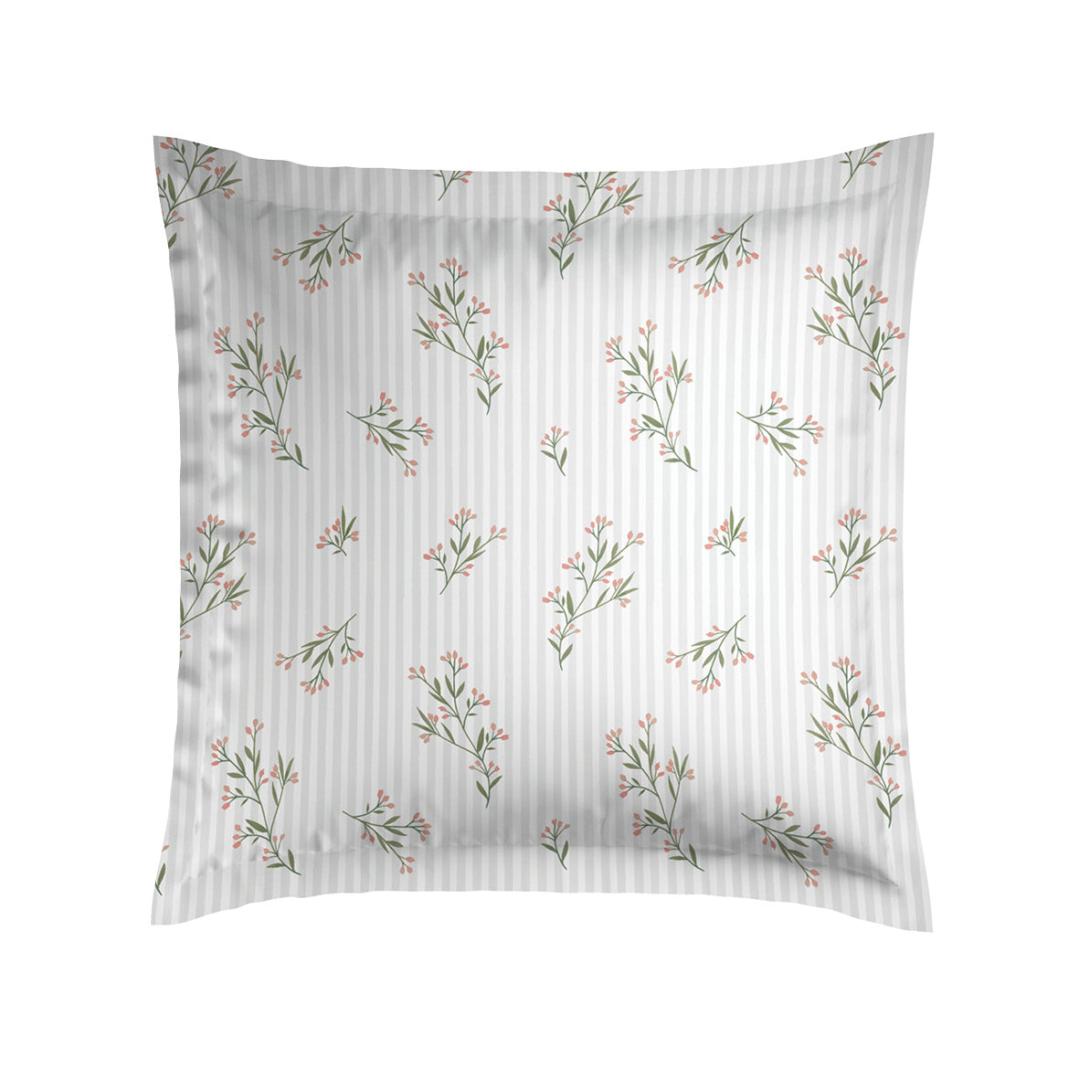 2 pillowcases - 100% cotton sateen TC200 - Brise florale - white 2 x (63 x 63 cm)